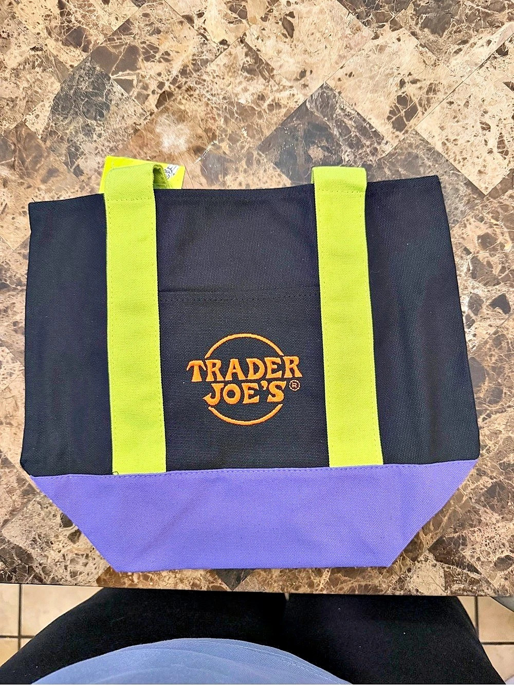 Trader Joe's Mini Canvas Halloween Tote Bag Black & Purple
